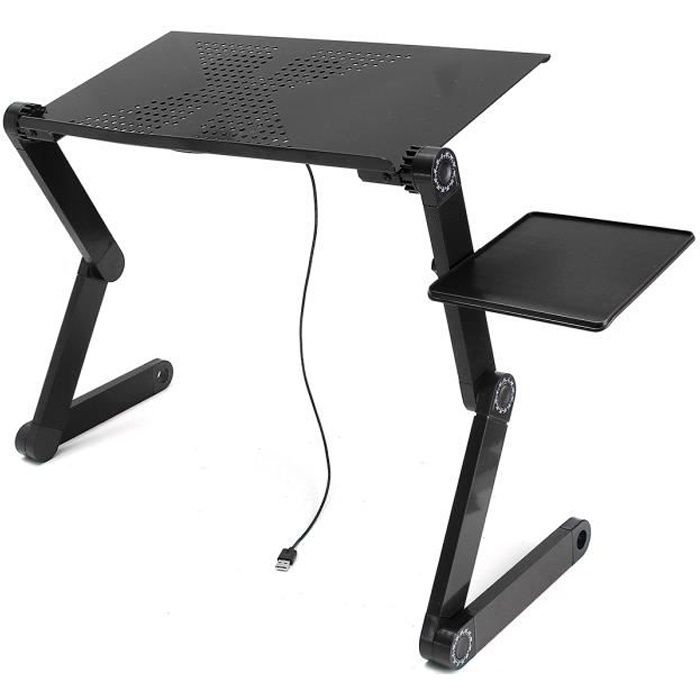 Support PC Ventilateur USB Table Ordinateur Portable Table de lit Refroidissement 360° 5v 1.2A Noir