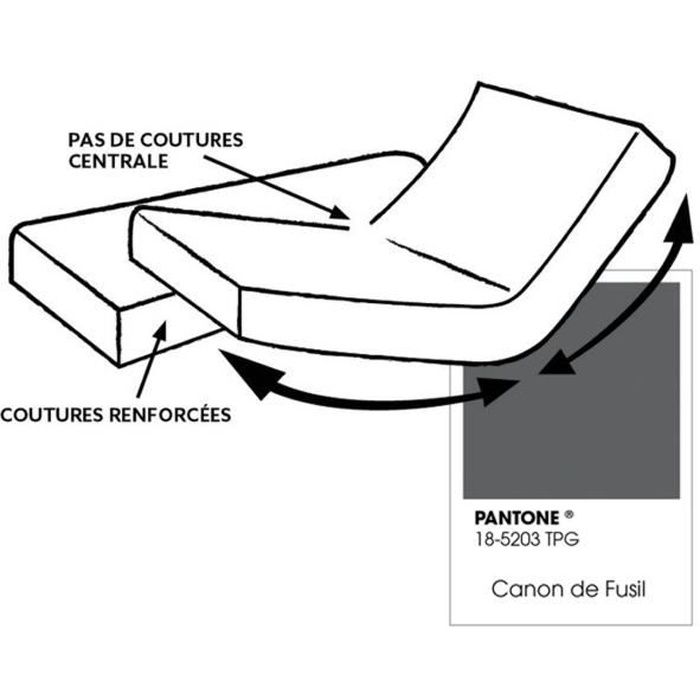 Drap housse pour lit articulé - 100% coton - Bonnet 30 cm - 2x80 x 200 cm - Gris foncé