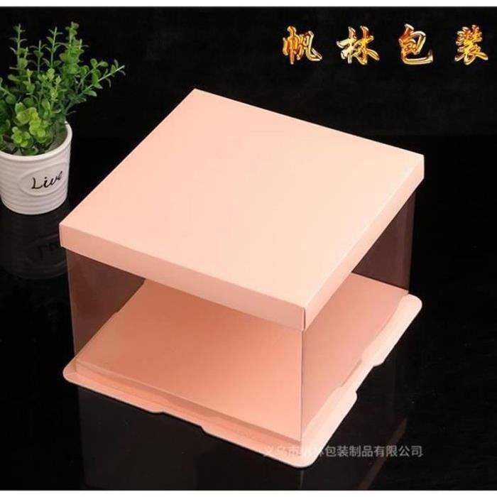 QQ42110-boitecartonpatisserie Bote à gateaux transparente rose de 8 pouces Bote à gateaux trois en un Bote à gateaux transpare1019