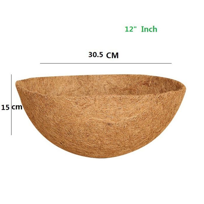 Lot De 2 Sacs Ronds En Fibre De Coco 24 Cm - Doublure Naturelle Pour Paniers Suspendus, Intérieur/extérieur