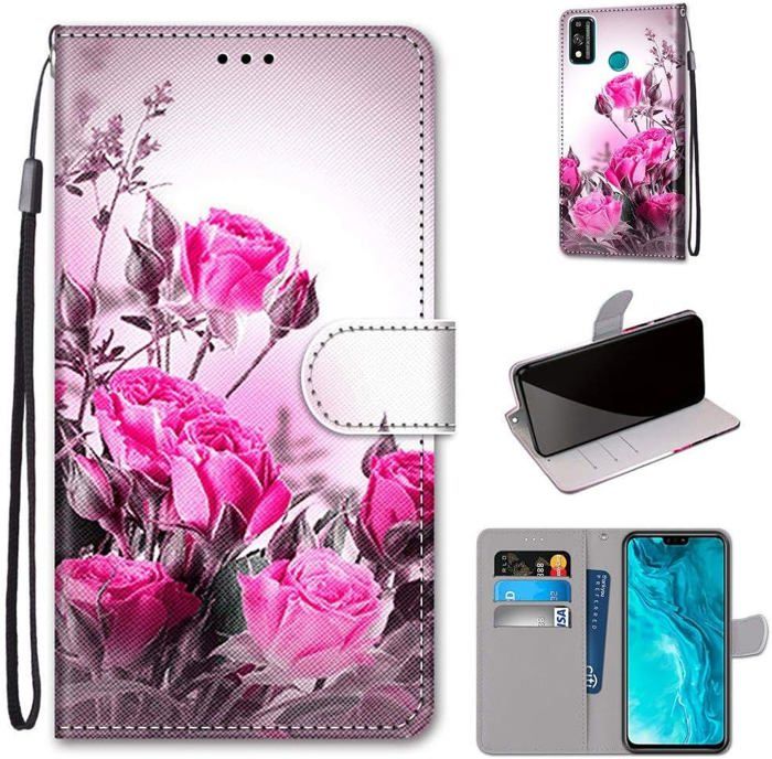 Housse étui Flip Coque Portefeuille Pour Huawei Honor 9x Lite – Motif Fleurs