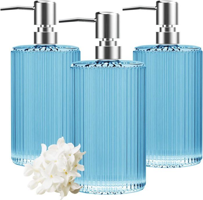 Set Salle De Bain Luxe - Distributeur De Savon, Porte-Savon Et Gobelet Dorés En Céramique - Style Hammer Effect