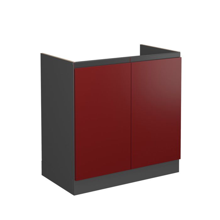 Meuble bas sous-évier R-Line 80cm J-Shape sans PT Rouge/Anthracite Vicco 39721