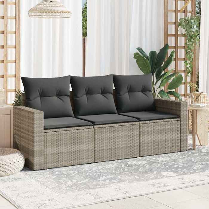 vidaXL Salon 3 pcs Résine tressée