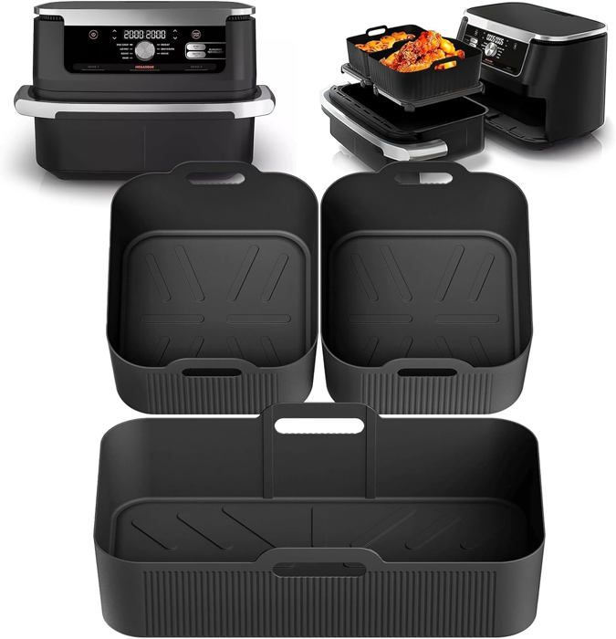 Lot De 3 Moules Silicone Pour Airfryer Ninja 10,4L AF500EU - Goodpejine - Noir