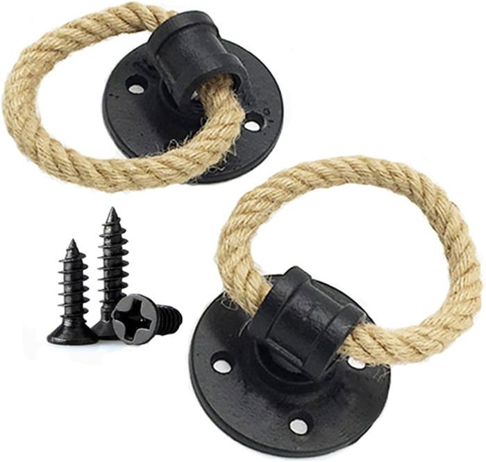 Poignée de porte - Fer forgé vintage - Noir - Lot de 2 - Anneau de traction