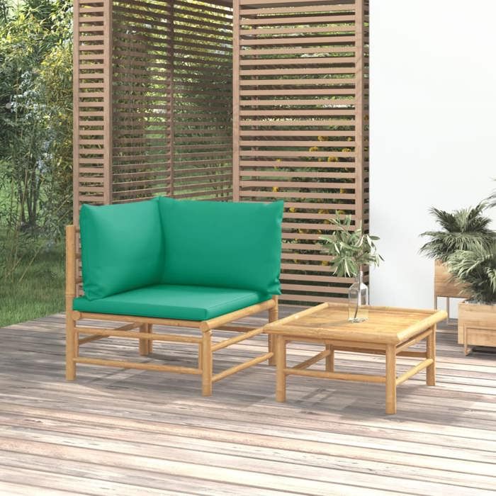 SALE 2025Sofa de jardin - Salon de jardin - Lot de 2 - avec coussins vert bambou - 65x55x30 cm16 Kg 4152