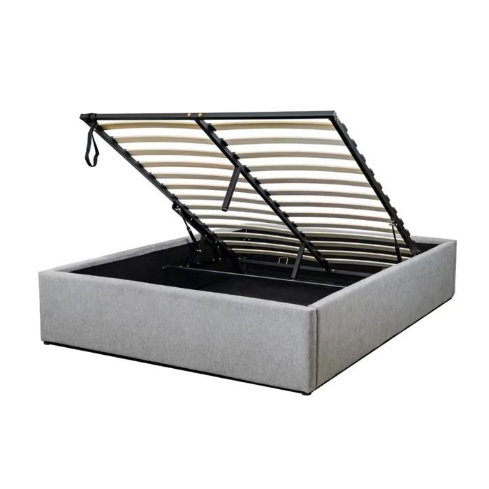 CALICOSY - Lit coffre 140x190 cm en tissu gris - ALBA - Gris CALICOSY - Lit coffre 140x190 cm en tissu gris - ALBA - Gris