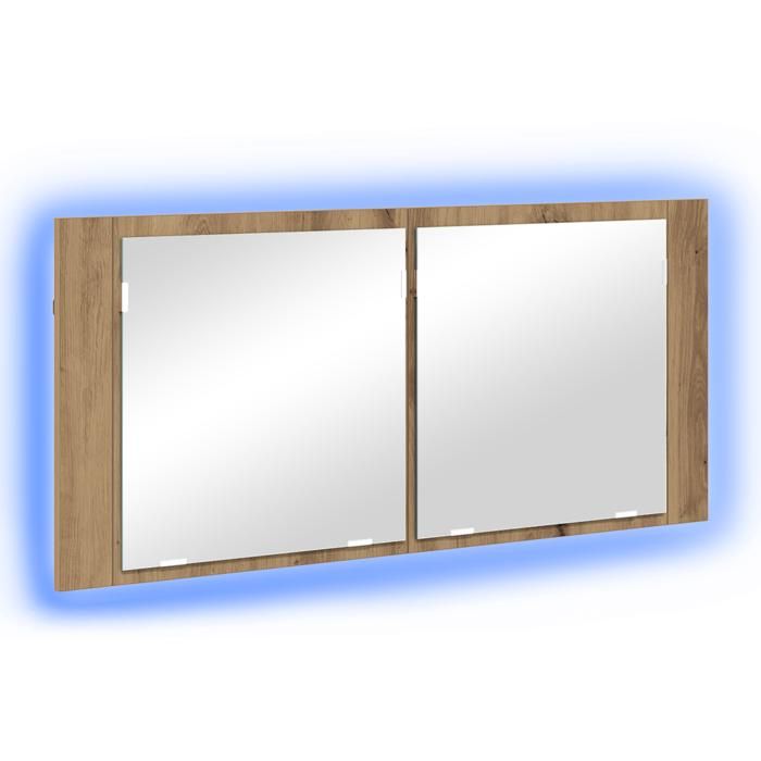 PROMOTION Armoire Miroir LED Chêne Artisanal 100x12x45 cm - Bois dingénierie 33328 - BestMeuble