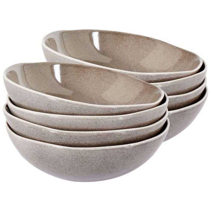 Lot de 8 assiettes creuses COSTMARY Grès Gris Lot de 8 assiettes creuses COSTMARY Grès Gris