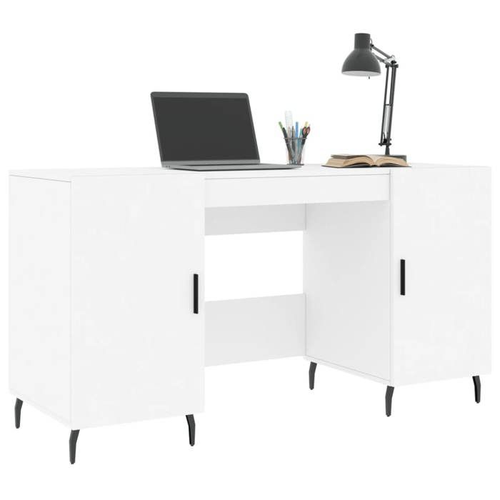 Kenneth@ Bureau - 1 PERSONNE - Table dordinateur - blanc 140x50x75 cm - bois dingénierie LL629