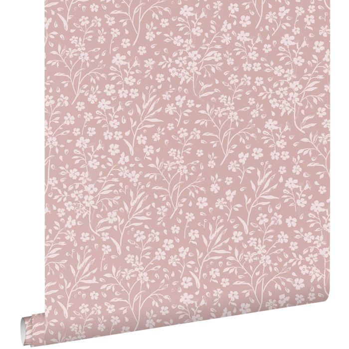 Papier peint fleurs rose - 53 cm x 10.05 m - ESTAhome