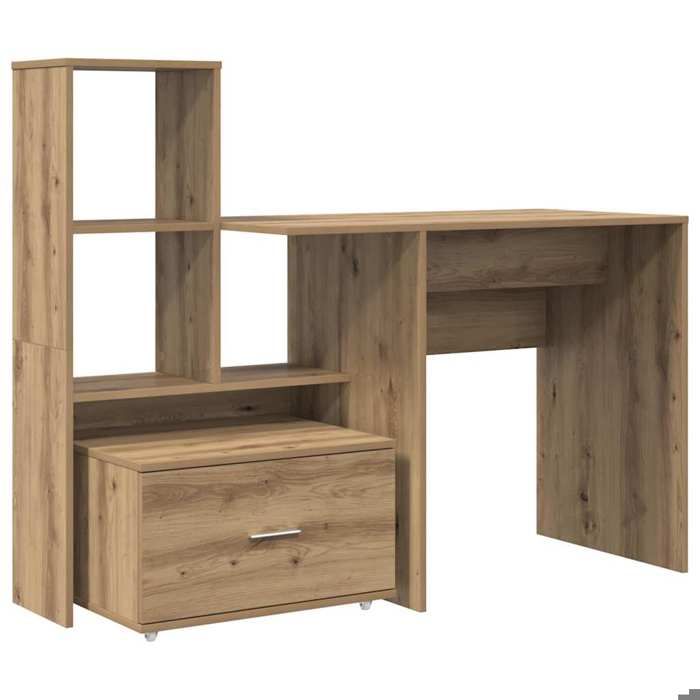 LVL - MEUBLE DE BUREAU - Bureau moderne - Pour Étude/Travail - chêne artisanal - 131 5x50x106 5 cm - Bois dingénierie LL00333