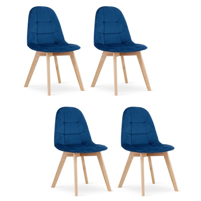 Chaise Komodee SORANO - 4 Pieces - BLEU - Tapisser en velours 54 x 45 x 82 cm Chaise Komodee SORANO - 4 Pieces - BLEU - Tapisser en velours 54 x 45 x 82 cm