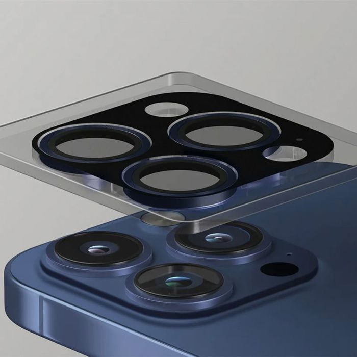 Film de protection téléphone - UNIQ - iPhone 16 Pro - Verre trempé - Pour appareil photo - Bleu