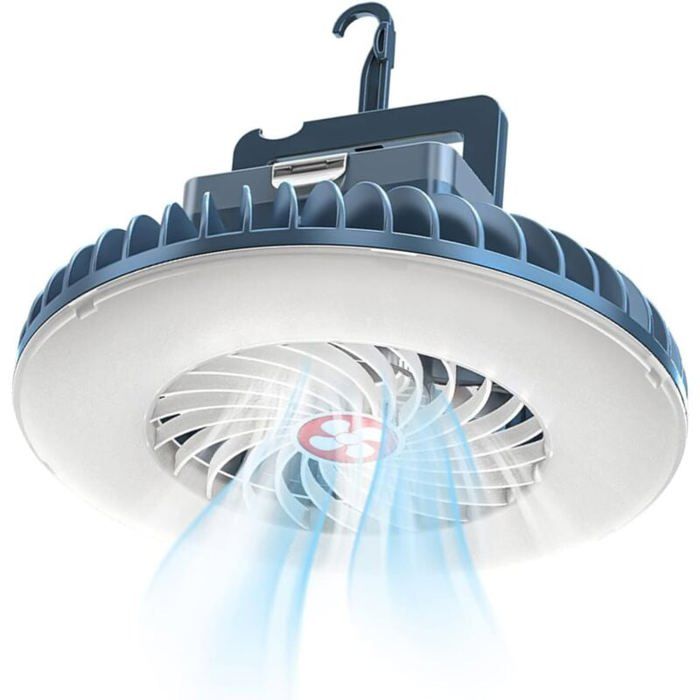 Lampe de camping LED 1 pièce avec ventilateur rechargeable USB ventilateur de camping avec lumière lampe de tente lanterne a