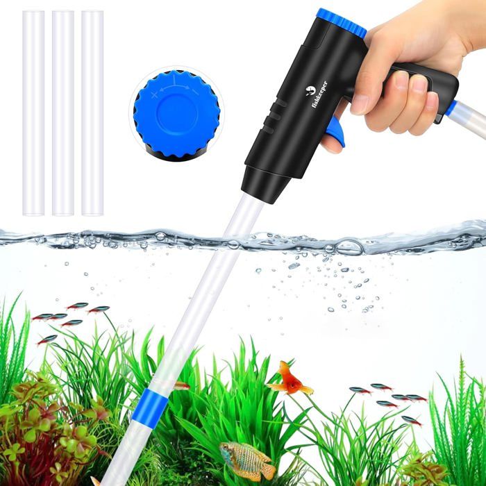 fishkeeper Aspirateur Aquarium 4-en-1 - Forte Aspiration Réglable - Kit Nettoyage Amovible fishkeeper Aspirateur Aquarium 4-en-1 - Forte Aspiration Réglable - Kit Nettoyage Amovible