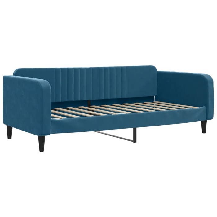 HSF®Lit de repos - (Taille unique) - Lit simple - 1 PLACE - sans matelas bleu 90x200 cm velours @EU577067