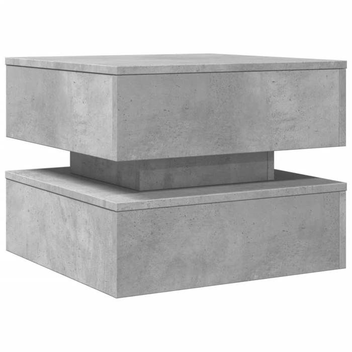 Table basse avec LED - vidaxl - Gris béton - 50x50x40 cm - Lumières LED RVB - Bois dingénierie - Capacité 60 kg