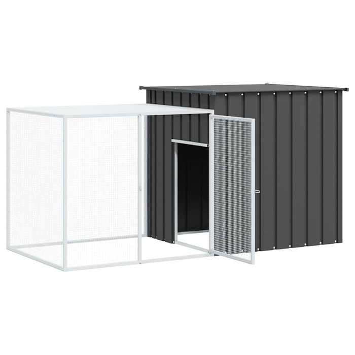 Clapier en acier galvanisé - WIENS - Anthracite - 200x91x100 cm - Porte 465x85 cm - Sécurité renforcée