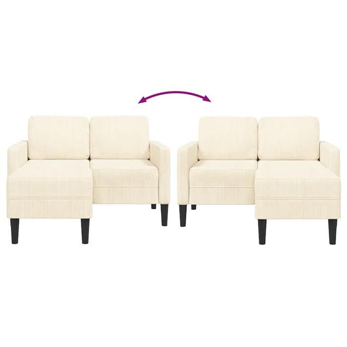 BURKE@ Sofa salon deux places - Canapé DOUBLE - montage simplifié - avec méridienne en L crème 125 cm lin SS1288