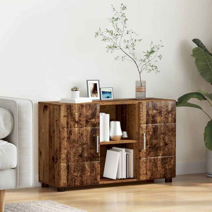 Buffet Vidaxl en bois dingénierie 885 x 305 x 555 cm - 3 étagères finition mate bois ancien