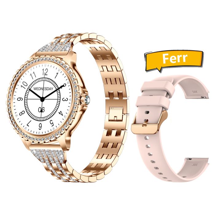 Montre intelligente femme - RNCYN - I58 - Diamant - 1.32 pouces - Appel BT - Bracelet acier doré Montre intelligente femme - RNCYN - I58 - Diamant - 1.32 pouces - Appel BT - Bracelet acier doré