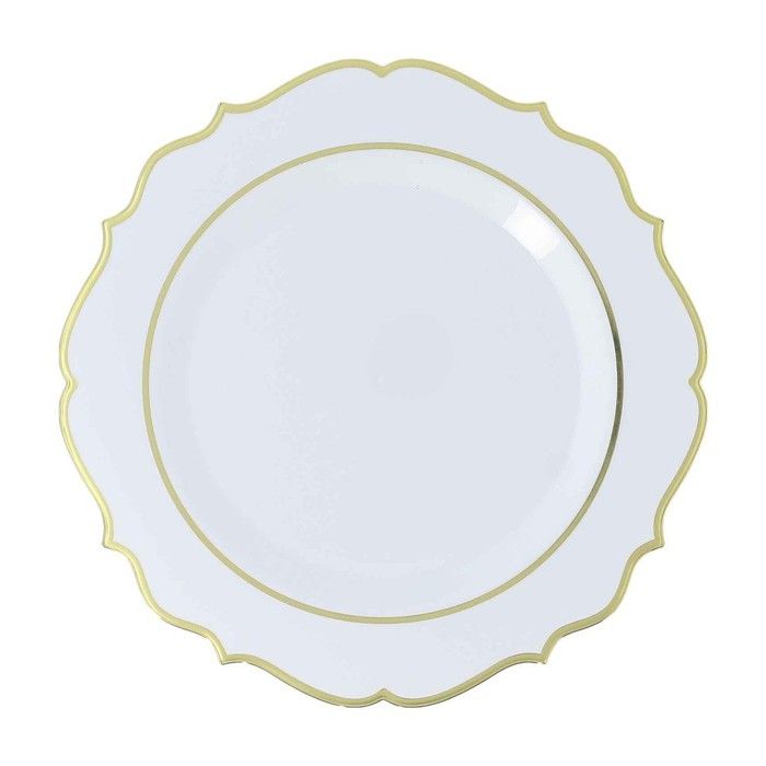 6 ASSIETTES RÉUTILISABLES ACCOLADES 26.5CM BLANC- VAISSELLE DE FÊTE