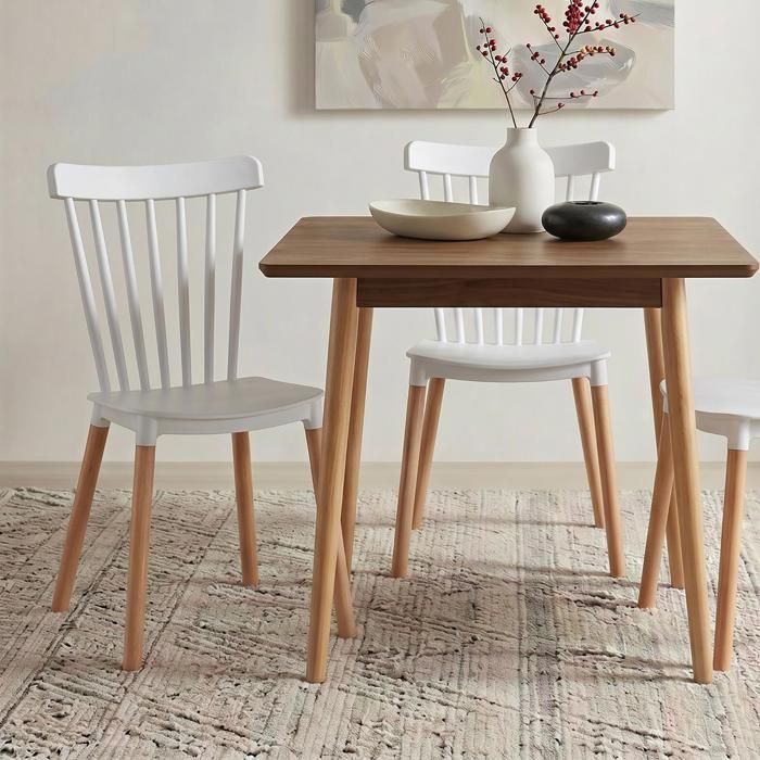 Lot de 4 chaises RAVI de salle à manger design Blanc Design scandinave avec assise confortable Pieds en hêtre massif Lot de 4 chaises RAVI de salle à manger design Blanc Design scandinave avec assise confortable Pieds en hêtre massif