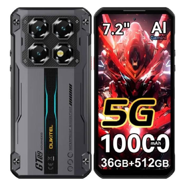 OUKITEL WP60 5G Telephone Portable Incassable 36GO+512GO 7.2"" 10000mAh Dual SIM/NFC Noir
