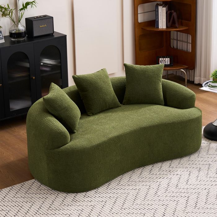 Canapé 2 Places en Chenille Petit Canapé 153x94x63cm pour salon et chambre Vert Sans Montage