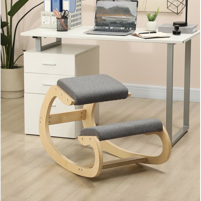 Chaise de bureau ergonomique oscillante pour bureau à domicile - TCQPZ - en bois gris 54 5 × 85 × 54 cm
