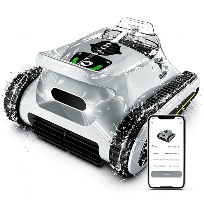 SEAUTO Robot Piscine Sans Fil, Autonomie 180min&200m&sup2; Nettoyage Sol/Parois/Ligne d&rsquo;eau, avec APP