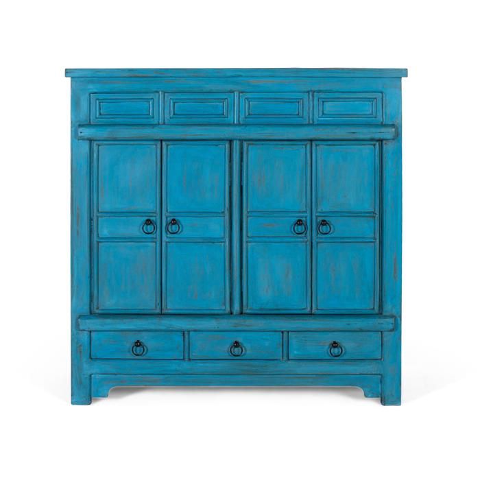Buffet en bois de manguier - Giner y colomer - Finition rustique vintage - Quatre portes à charnières piano