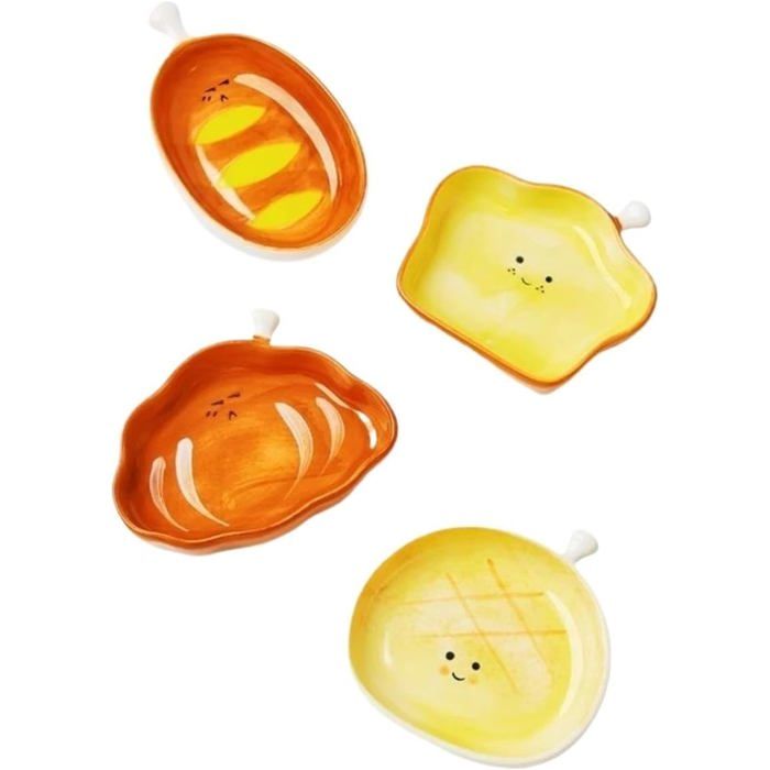 Assiette de table Lot de 4 assiettes à pain en céramique motif croissant mignon assiette dessert créative for la maison
