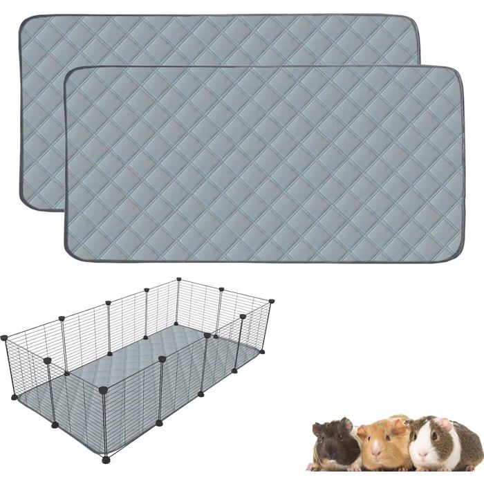 2pcs-Tapis absorbants pour cochons dInde-Lavables-Litière pour cochons dInde et lapins-Imperméables-Ultra-90 x 60 cm-Gris clair