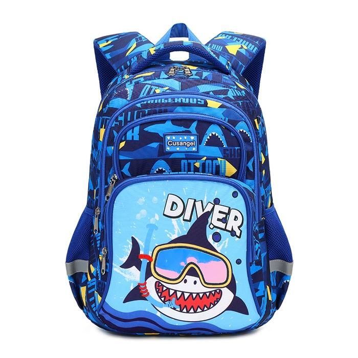 XJYDNCG Cartable Garçon PrimaireSac à Dos EnfantImprimé Requin Plongeur Imperméable42x30x15cm - Bleu