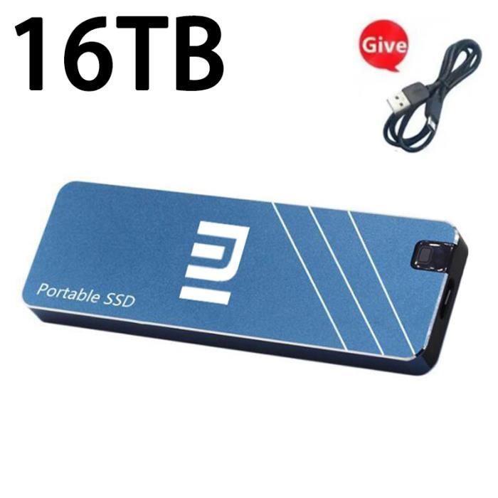 Bleu 16 To-Xiaomi-Disque dur externe SSD portable haute vitesse, USB 2023,  Type-C, interface de stockage d'or