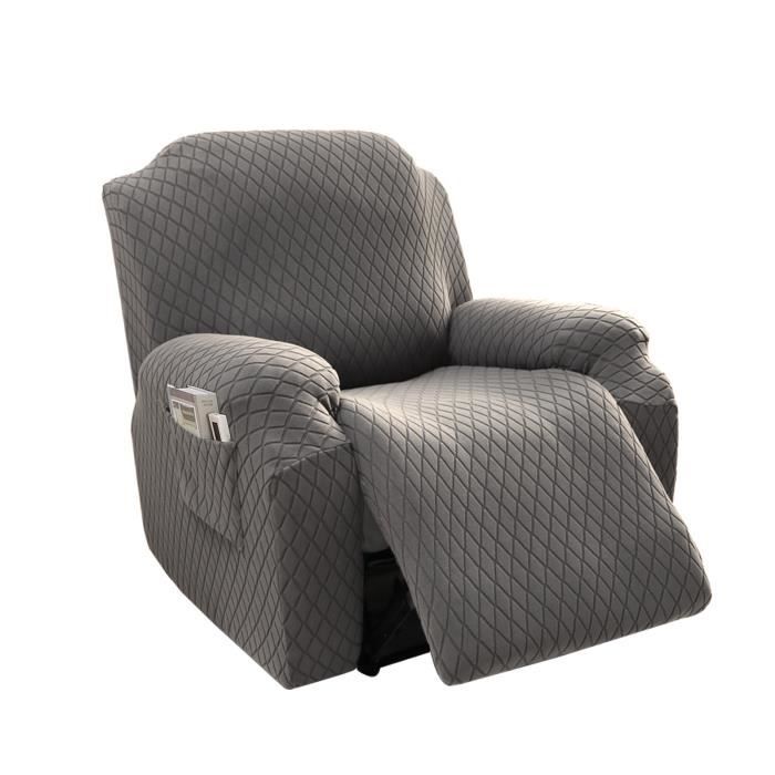 Housse Pour Fauteuil Relax 4 Pièces - Élastique, Poches Latérales, Amovible Et Lavable, Protection Canapé