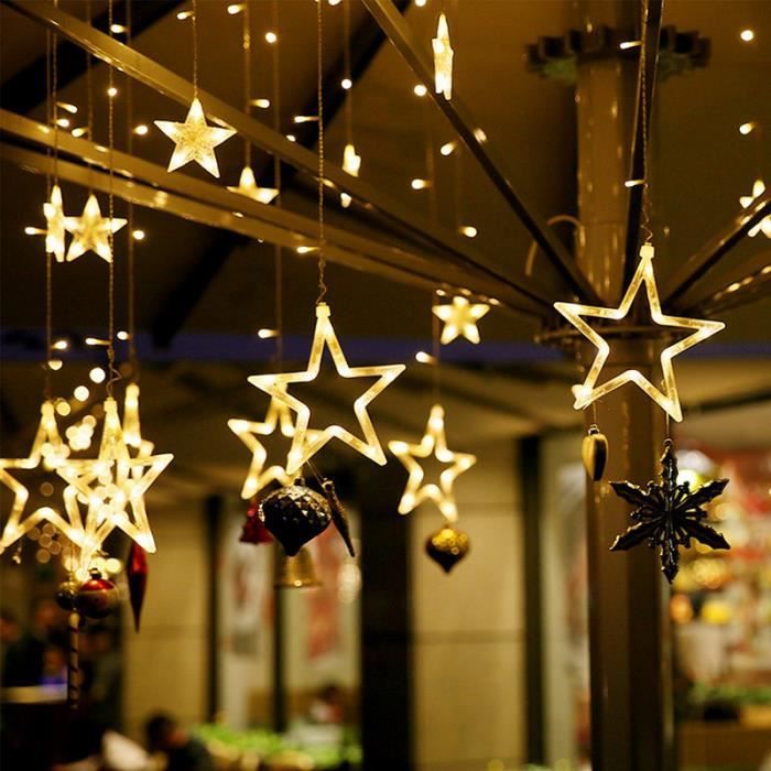 Guirlande lumineuse LED 12 étoiles Sapin de Noël rideau lumineux