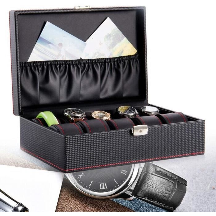 Boîte à bijoux, présentoir de montre coffret montres cuir boite, cadeau pour  homme (6 compartiments) , - Achat/vente boite a montre Noir - Cdiscount