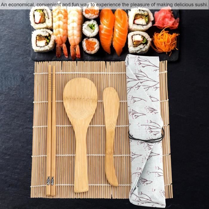 set Kit de fabrication de sushi en bambou Outil à sushi 9pcs 