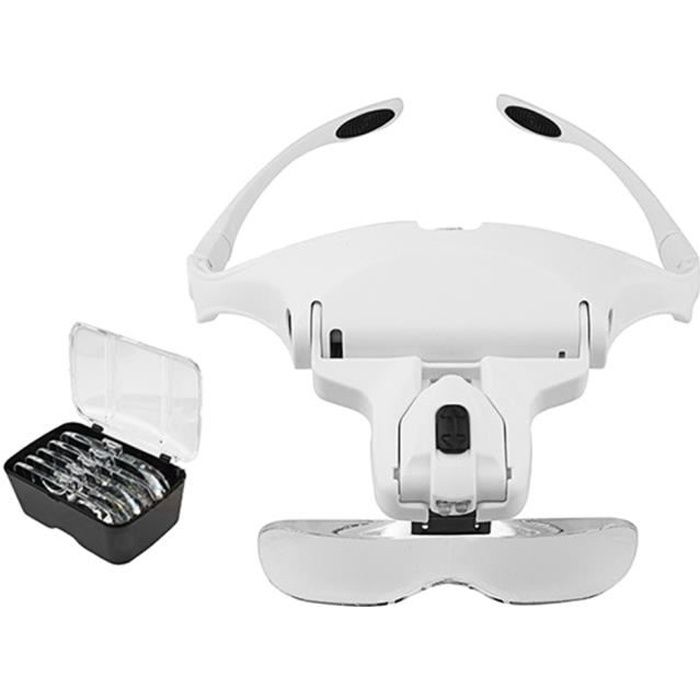 Loupe de Tête Grossissantes avec Led Éclairage Loupes Frontale