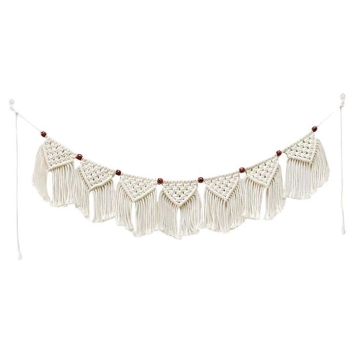 Tenture Murale Macramé Boho – Coton Et Lin Fait Main, Glands Inclus, Déco Pour Chambre, Salon, Bureau (70x50 Cm)