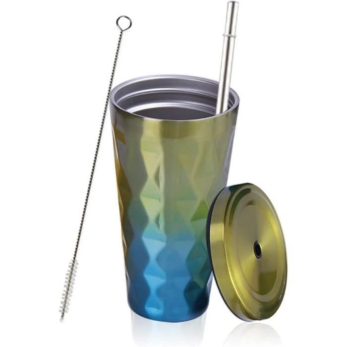 Tasse Isotherme Voyage Acier Inoxydable 500 Ml - Noire - Double Paroi - Couvercle étanche Et Poignée - Garde Chaud/froid - Pour Café, Thé, Boissons