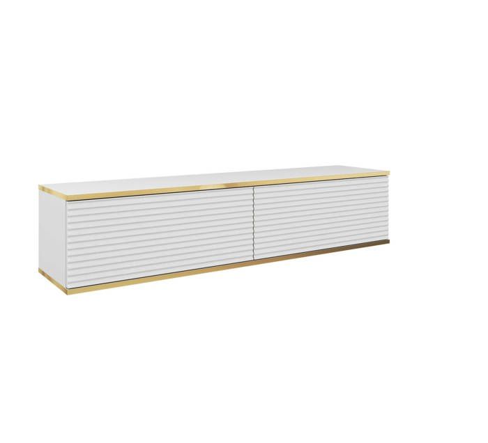 Meuble TV Avec Lamelles Blanc 135 x 32 x 30 cm Push to Open