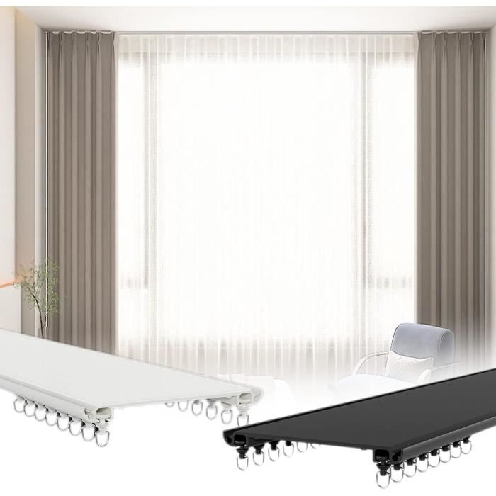 HJXGQJM Tringle À Rideaux Double Rail Rideau Plafond Rail De Plafond En Aluminium Pour Rideaux, Rail Pour Rideaux Séparateur De Pièces,pour Rideaux De Douche(White,5.7M(18.70FT