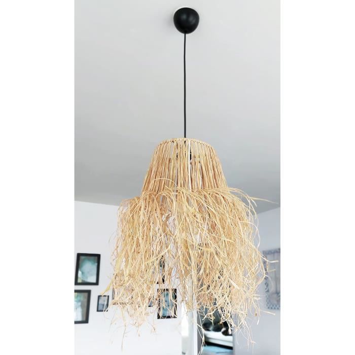 Suspension Lustre Bohème Naturel En Raphia[a829] - Cdiscount Maison