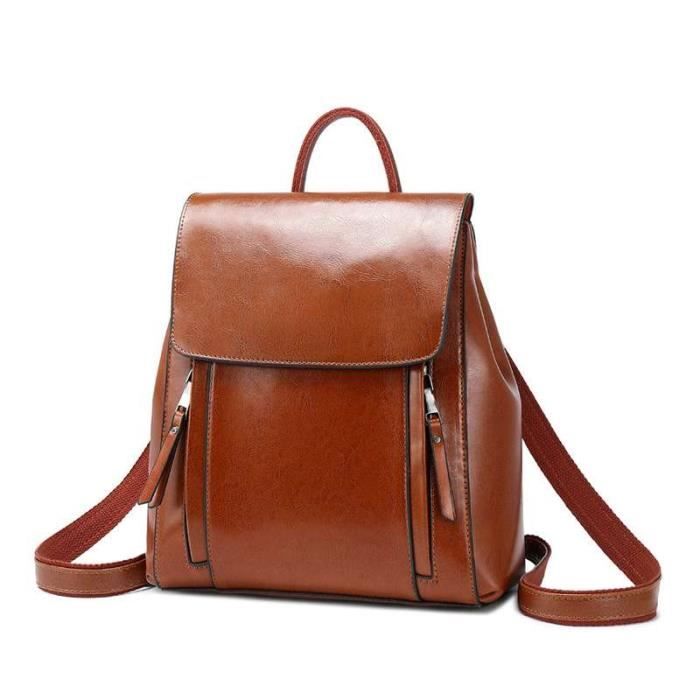 Sac à dos pour femme Sac à bandoulière en cuir véritable Cuir