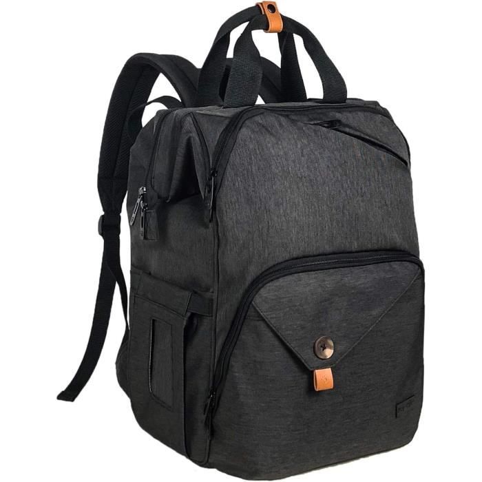 LÄSSIG Sac à Dos Urban Casual Pour Parents - Matelas à Langer Inclus, Compartiment Isotherme, Attache Poussette, Design Moderne & Pratique